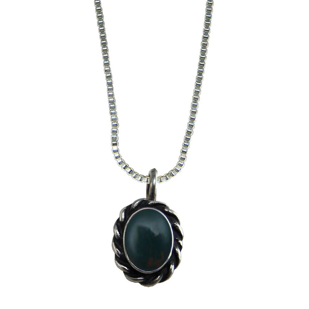 Sterling Silver Little Bloodstone Pendant Necklace